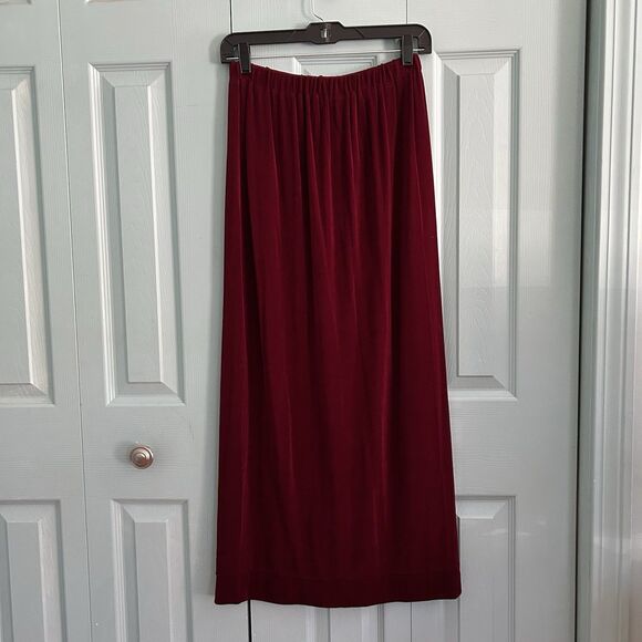 FLAX Dresses & Skirts - Vtg FLAX by Jeanne Engelhart Women Burgundy Maxi‎ Skirt Small Elastic Waist